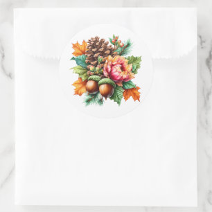 Fall Pinecone Classic Round Sticker