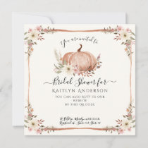 Fall Pink Floral Pumpkin Watercolor Baby Shower Invitation