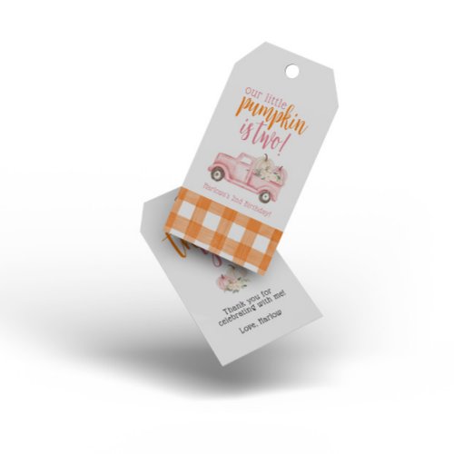 Fall Pink Floral Pumpkins Harvest Truck Gift Tags