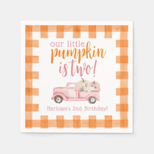 Fall Pink Floral Pumpkins Harvest Truck Napkins
