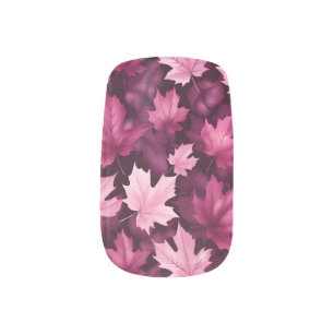 Fall Pink Maple Leaves Design Minx Nail Art