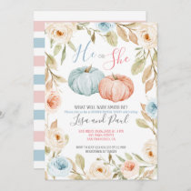 Fall Pink Peach or Blue Gender Reveal Invitation