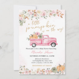 Fall Pink Pumpkin Baby Shower Invitation | Zazzle