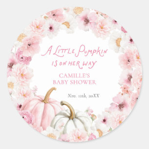Fall Pink Pumpkin Favor Classic Round Sticker