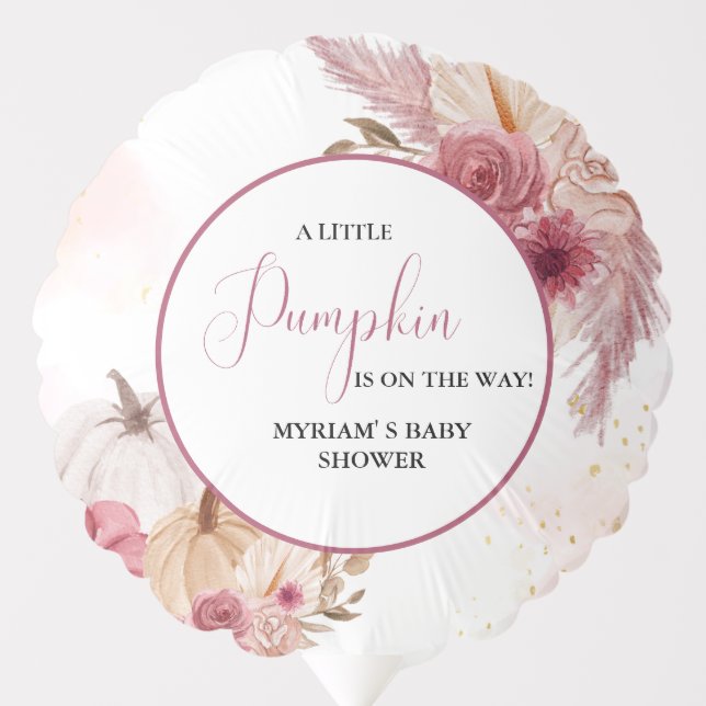 Fall Pink Pumpkin  Floral Girl Baby shower  Balloon (Front)