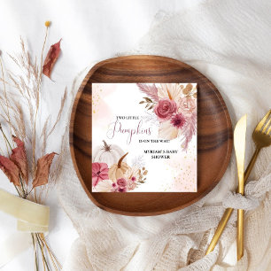 Fall Pink Pumpkin Floral Girl Baby shower Napkins