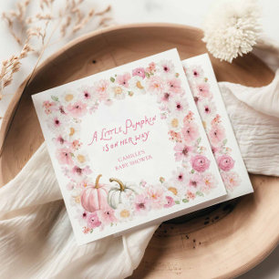 Fall Pink Pumpkin Girl Baby Shower Napkins