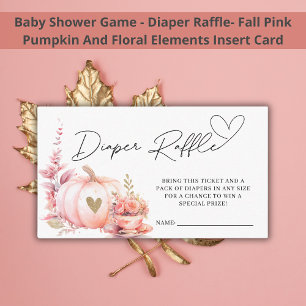 Fall Pink Pumpkin Girly Floral Diaper Raffle Enclosure Card