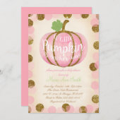 Fall Pink pumpkin glitter Vintage baby shower Invitation (Front/Back)