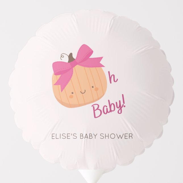 Fall Pink Pumpkin Oh Baby Girl Shower Balloon (Front)