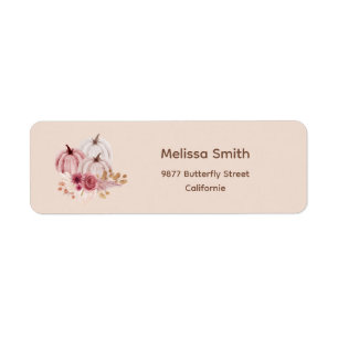Fall Pink Pumpkin Return Address Label