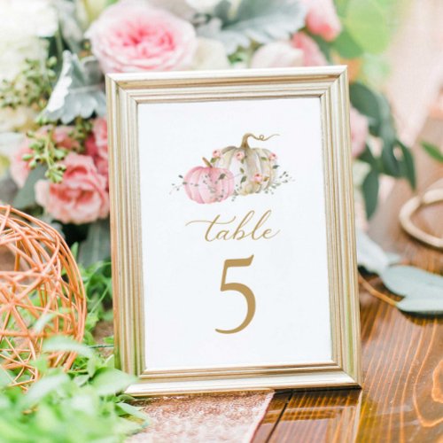 Fall Pink Pumpkin Table Number