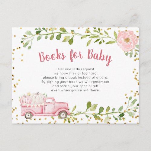 Fall Pink Pumpkin Truck Baby Books insert card