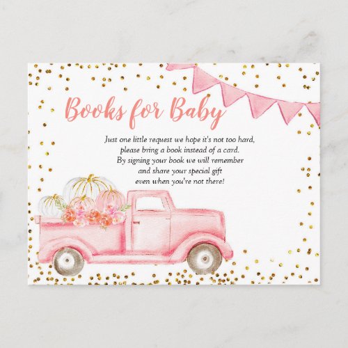 Fall Pink Pumpkin Truck Books for Baby Card