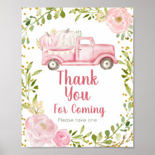 Fall Pink Pumpkin Truck Thank you for coming Poster