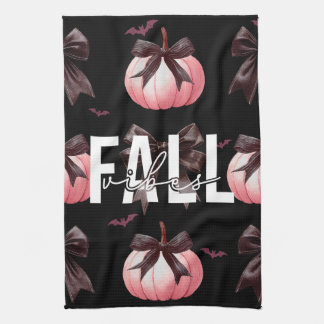 Fall Pink Pumpkins Pattern  Kitchen Towel