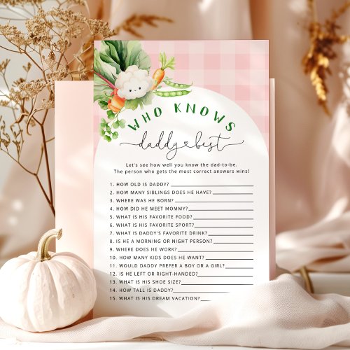 Fall pink Who knows daddy best baby shower game