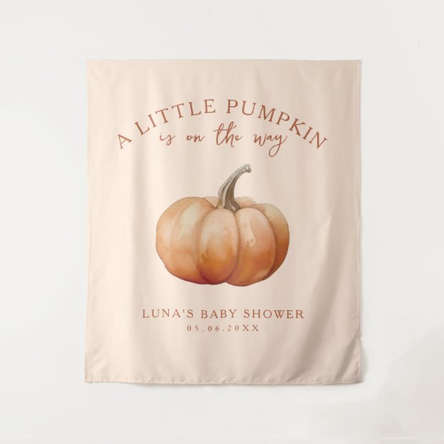 Fall Plaid A Little Pumpkin Baby Shower Backdrop (Front)