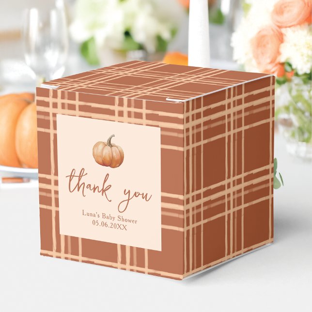 Fall Plaid A Little Pumpkin Baby Shower Favor Boxes (Creator Uploaded)