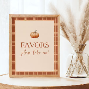 Fall Plaid A Little Pumpkin Baby Shower Favor Sign