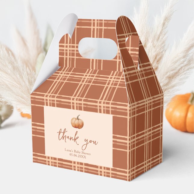 Fall Plaid A Little Pumpkin Baby Shower Gable Favor Boxes (Creator Uploaded)