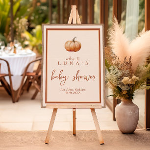 Fall Plaid A Little Pumpkin Baby Shower Welcome Poster