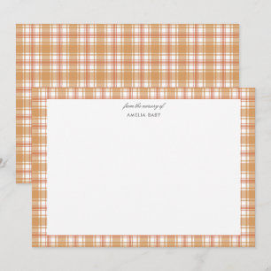 Fall Plaid Baby shower notecard