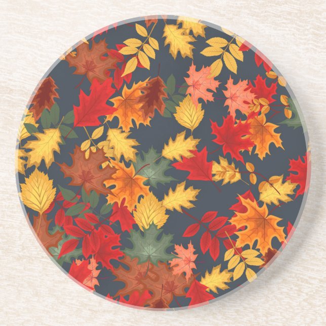 Fall plaid checkered autumn Thanksgiving Coaster (Front)