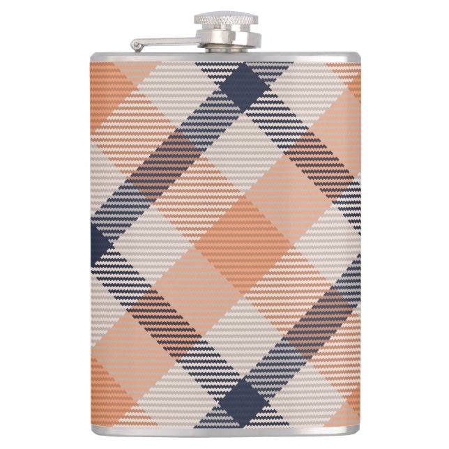 Fall plaid checkered autumn Thanksgiving Flask (Front)
