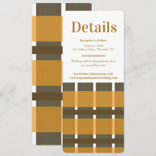 Fall Plaid Flannel Mustard Wedding Details Invitation