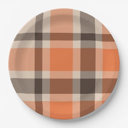 Fall Plaid Flannel Paper Plate