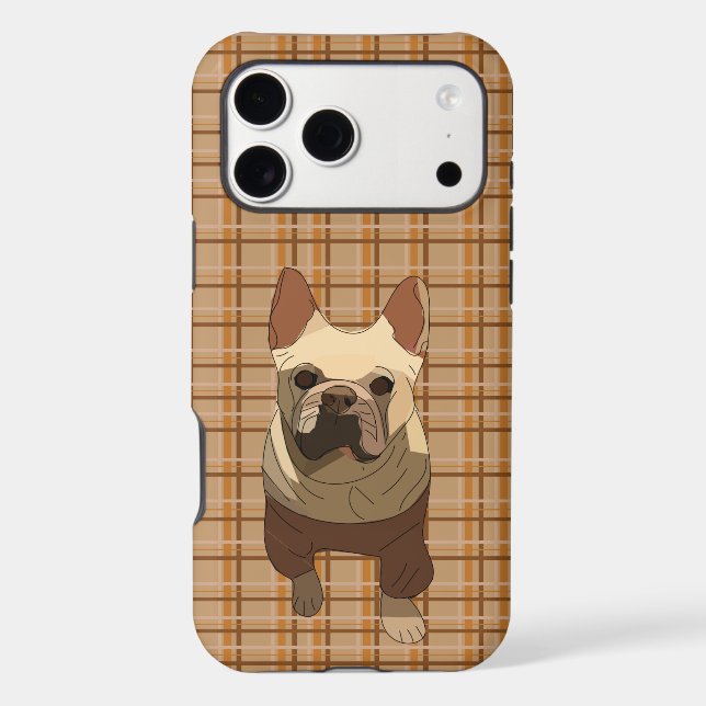 Fall Plaid French Bulldog iPhone Case (Back)