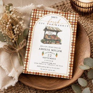Fall Plaid Fresh Off The Market Bridal Shower Invitation