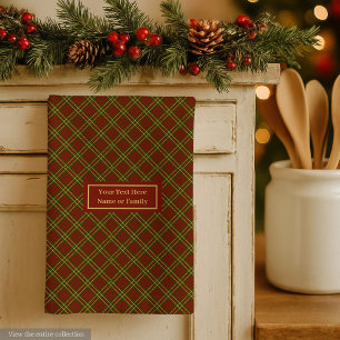 Fall Plaid Kitchen Towel Elegant Monogram Accent