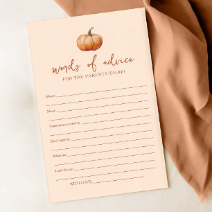 Fall Plaid Little Pumpkin Baby Shower Advice Card