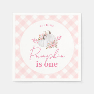 Fall Plaid Our Little Pumpkin 1st Birthday Napkins