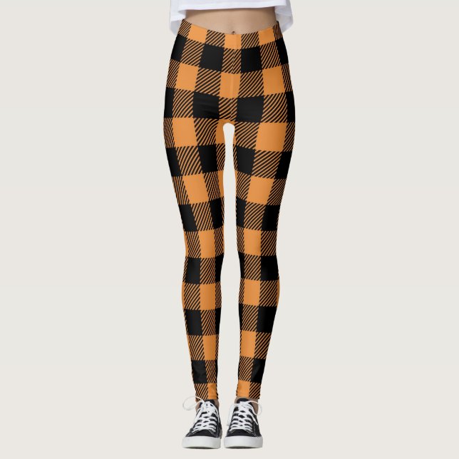 Fall Plaid Pattern Leggings (Front)
