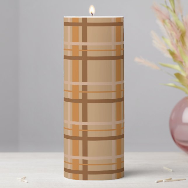 Fall Plaid Pillar Candle (In Situ)