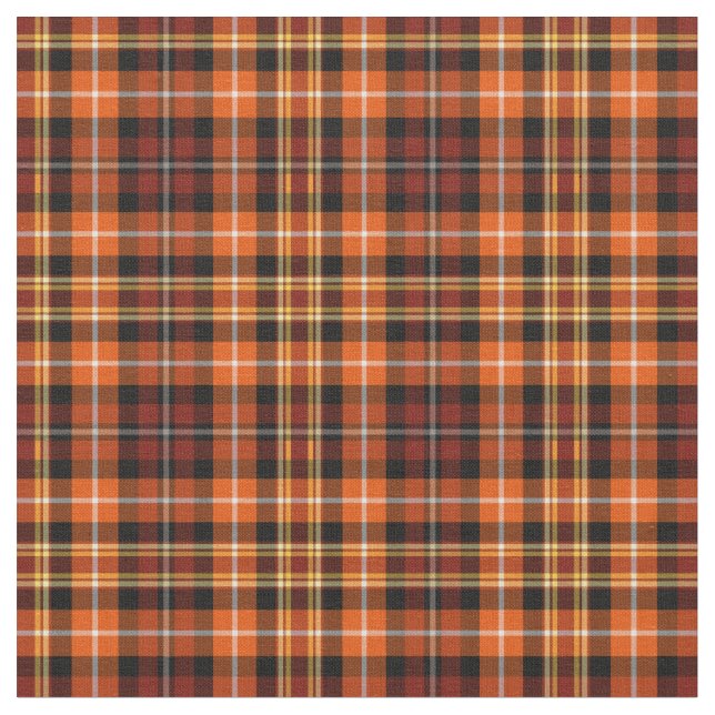 Fall Plaid Russet Brown, Orange and Yellow Pattern Fabric (Close Up)