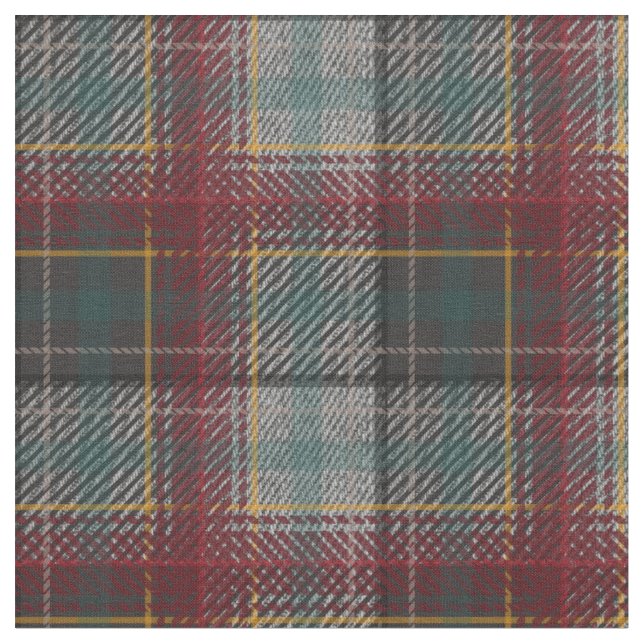 Fall Plaid Rust Red and Gray Fabric (Close Up)