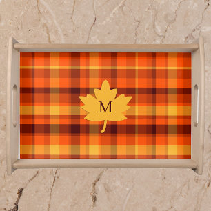 Fall Plaid Serving Tray Personalized