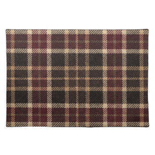 Fall Plaid Walnut Brown And Burgundy Harvest Cloth Placemat