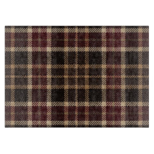 Fall Plaid Walnut Brown And Burgundy Harvest Cutting Board
