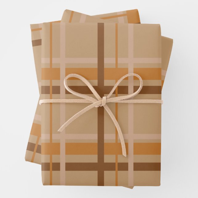 Fall Plaid Wrapping Paper Sheets (In situ)