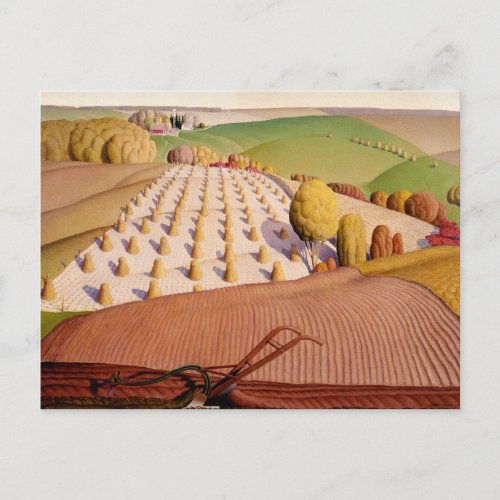 Fall Plowing 1931 by Grant Wood Postcard