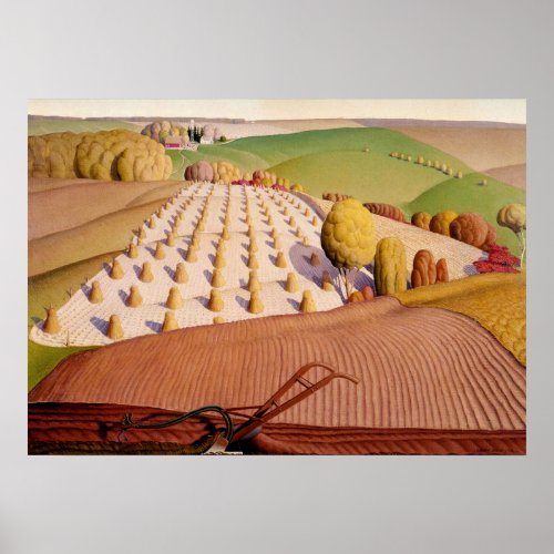 Fall Plowing 1931 by Grant Wood Poster