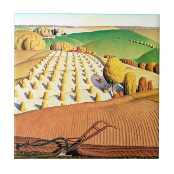 Fall Plowing  Fine Art American Painting Ceramic Tile by Virginia5050 at Zazzle