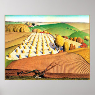 Fall Plowing, fine art American painting Poster