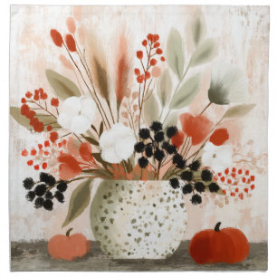 Fall Posy and Rust Speckled Pot Cloth Napkin