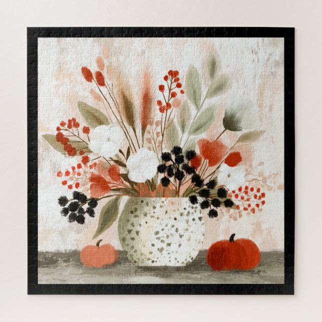 Fall Posy and Rust Speckled Pot Jigsaw Puzzle (Vertical)